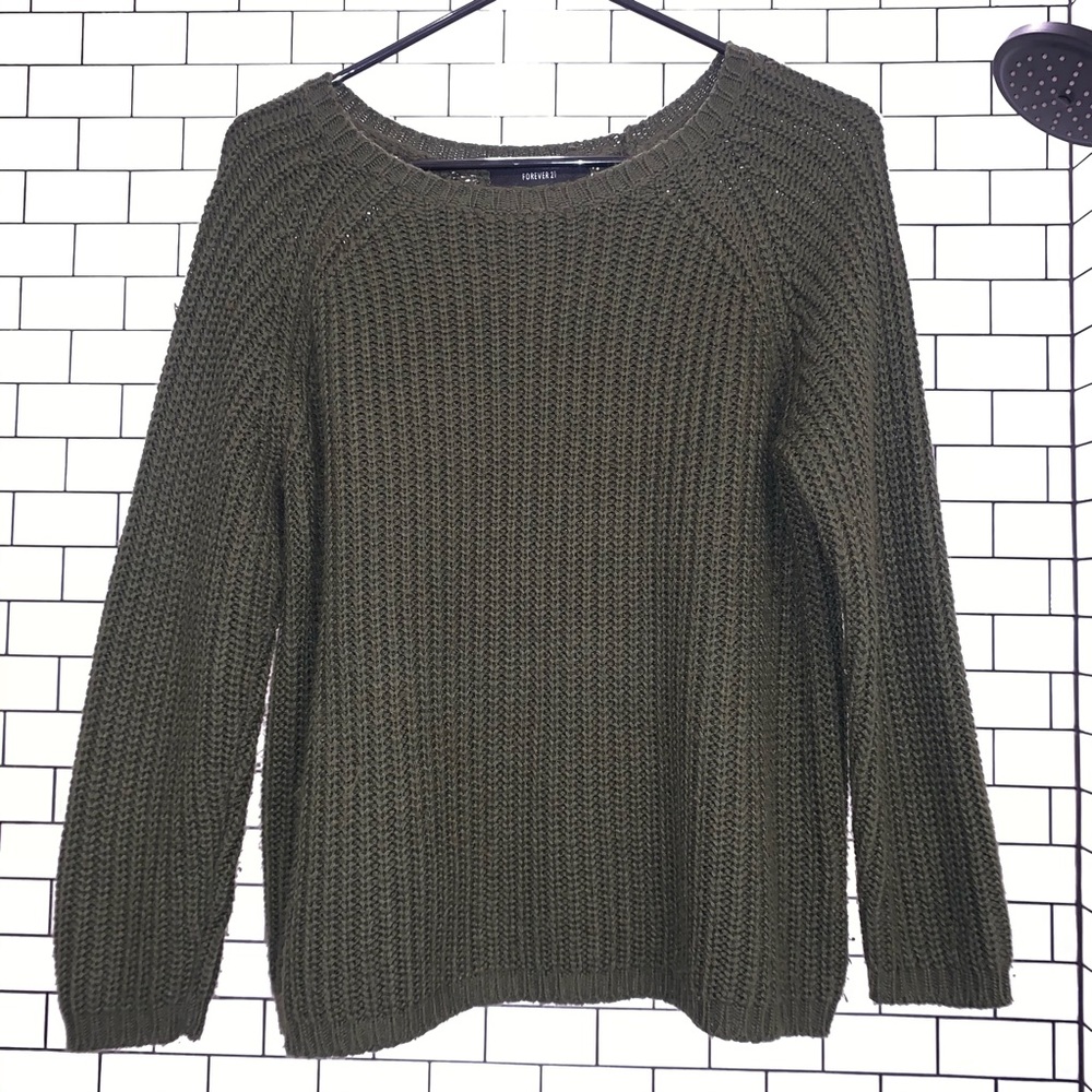 Army Green Knitted Sweater